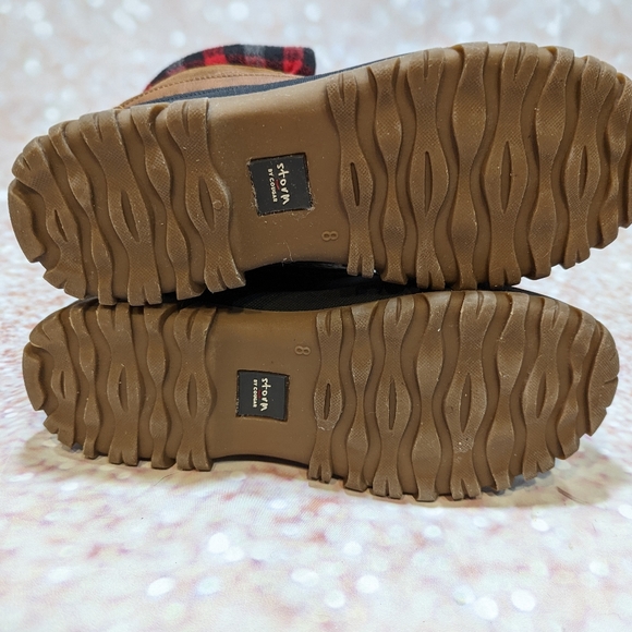 Storm by Cougar Claudia Duck Boot Thermolite Waterproof Suede Cognac Plaid Sz 8 - Picture 3 of 13